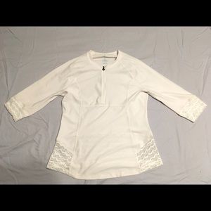 Prana 3/4 sleeve, 1/4 zip rash guard, white, XL